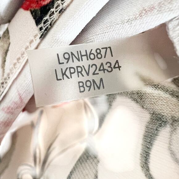 KARL LAGERFELD Vianne Floral Pleated Bow Blouse 3/4 Sleeve Cream Multi Womens L - Picture 8 of 9